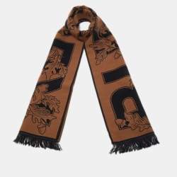 Burberry Brown Oak Leaf Wool Football Scarf
