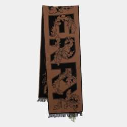 Burberry Brown Oak Leaf Wool Football Scarf