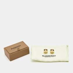 Burberry  Logo Engraved Gold Tone Round Cufflinks