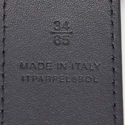 Pre Owned Burberry Navy Blue/Black London Check Coated Canvas Logo Plague Reversible Belt 85CM