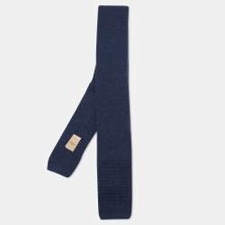 Burberry Navy Blue Kennet Wool Knit Slim Tie