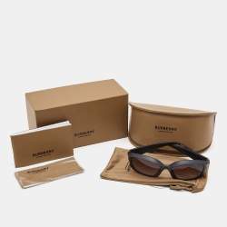 Pre Owned Burberry Black/Brown Gradient B4338 Milton Rectangle Sunglasses