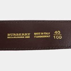 Pre Owned Burberry Beige Haymarket Check Coated Canvas Logo Plaque Belt 100CM