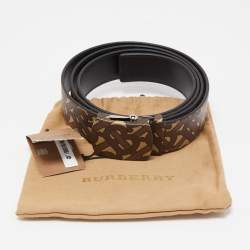 Burberry Brown TB Monogram Coated Canvas Buckle Belt 110CM