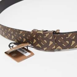 Burberry Brown TB Monogram Coated Canvas Buckle Belt 110CM