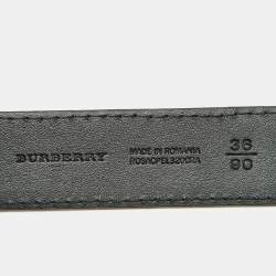 Pre Owned Burberry Black Leather Buckle Belt 90CM