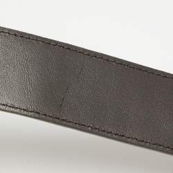 Burberry Dark Brown Croc Embossed Leather TB Buckle Belt 80CM
