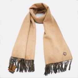Burberry Black/Camel Brown Brushed Cashmere Reversible Scarf