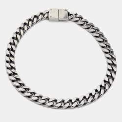 Pre Owned Burberry Olympia Silver Tone Chain Necklace