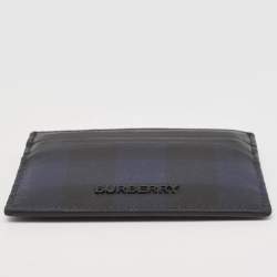 Burberry Black/Blue Check Coated Canvas and Leather Sandon Card Holder