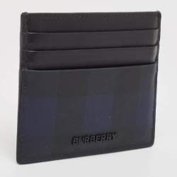 Burberry Black/Blue Check Coated Canvas and Leather Sandon Card Holder