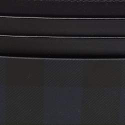 Burberry Black/Blue Check Coated Canvas and Leather Sandon Card Holder