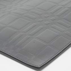 Burberry Grey Check Embossed Leather Edin Zip Pouch