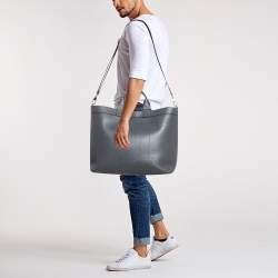 Burberry Ash Grey Leather Ormond Tote