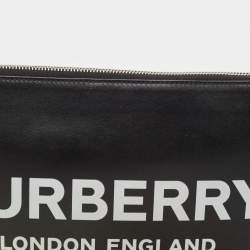 Burberry Black Leather Logo Edin Wristlet Clutch