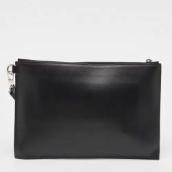 Burberry Black Leather Logo Edin Wristlet Clutch