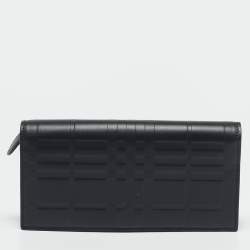 Pre Owned Burberry Black Leather Bifold Long Wallet