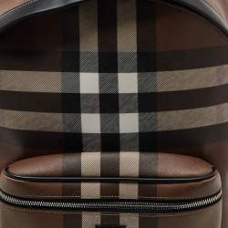 Burberry Dark Birch Brown Check Coated Canvas and Leather Backpack