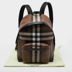 Burberry Dark Birch Brown Check Coated Canvas and Leather Backpack