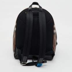 Burberry Dark Birch Brown Check Coated Canvas and Leather Backpack