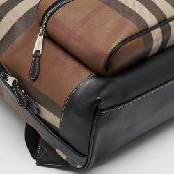 Burberry Dark Birch Brown Check Coated Canvas and Leather Backpack