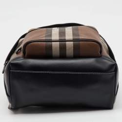 Burberry Dark Birch Brown Check Coated Canvas and Leather Backpack