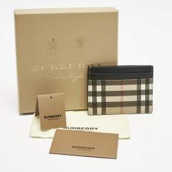 Burberry Beige House Check Coated Canvas and Leather Card Holder