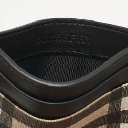 Burberry Beige House Check Coated Canvas and Leather Card Holder