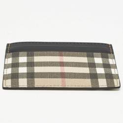 Burberry Beige House Check Coated Canvas and Leather Card Holder