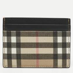 Burberry Beige House Check Coated Canvas and Leather Card Holder