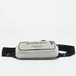 Pre Owned Burberry Grey/Black Canvas and Leather West Belt Bag