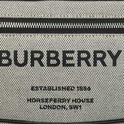 Pre Owned Burberry Grey/Black Canvas and Leather West Belt Bag