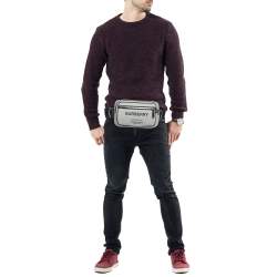 Pre Owned Burberry Grey/Black Canvas and Leather West Belt Bag
