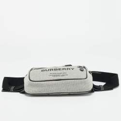 Pre Owned Burberry Grey/Black Canvas and Leather West Belt Bag