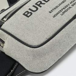 Pre Owned Burberry Grey/Black Canvas and Leather West Belt Bag