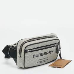 Pre Owned Burberry Grey/Black Canvas and Leather West Belt Bag
