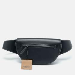 Pre Owned Burberry Black Leather Small Olympia Belt Bag