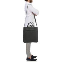 Pre Owned Burberry Black Grain Leather Olympia Tote