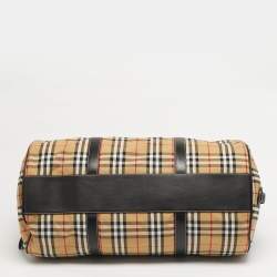 Pre Owned حقيبة بربري كينيدي دوفيل قماش كاروهات فينتاج أحمر عسكري كبير