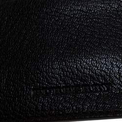 Pre Owned Burberry Black/White Leather Sandon Card Holder
