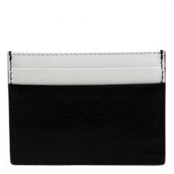 Pre Owned Burberry Black/White Leather Sandon Card Holder