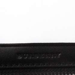 Pre Owned Burberry Navy Blue Coated Canvas Reeves Double Zip Wallet