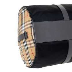 Burberry Black/Beige Nylon Large Kennedy Duffle Bag