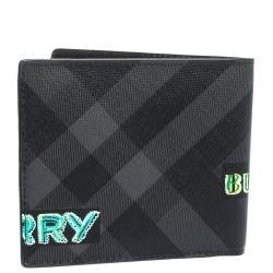 Burberry Black Printed Check Coated Canvas Bill Bifold Wallet