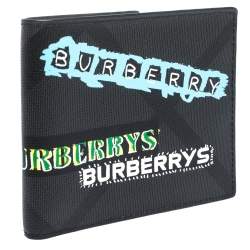 Burberry Black Printed Check Coated Canvas Bill Bifold Wallet