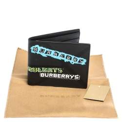 Burberry Black Printed Check Coated Canvas Bill Bifold Wallet