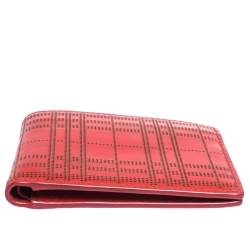 Burberry Red Perforated Leather Bill Bifold Wallet