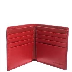 Burberry Red Perforated Leather Bill Bifold Wallet