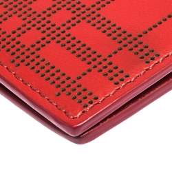Burberry Red Perforated Leather Bill Bifold Wallet