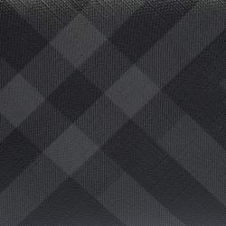 Burberry Black House Check Coated Canvas and Leather Reeves Double Zip Wallet 